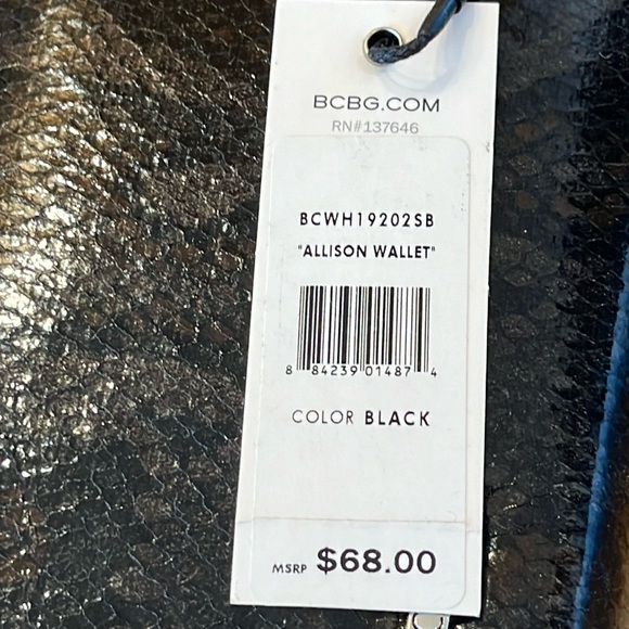 NWT BCBG black faux snake leather wristlet zip around wallet - Allison - Picture 5 of 5